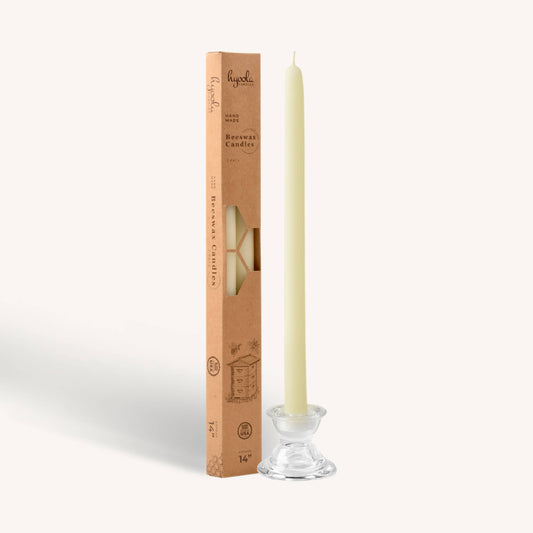 White Beeswax Candles - 14 inch - 2 Pack