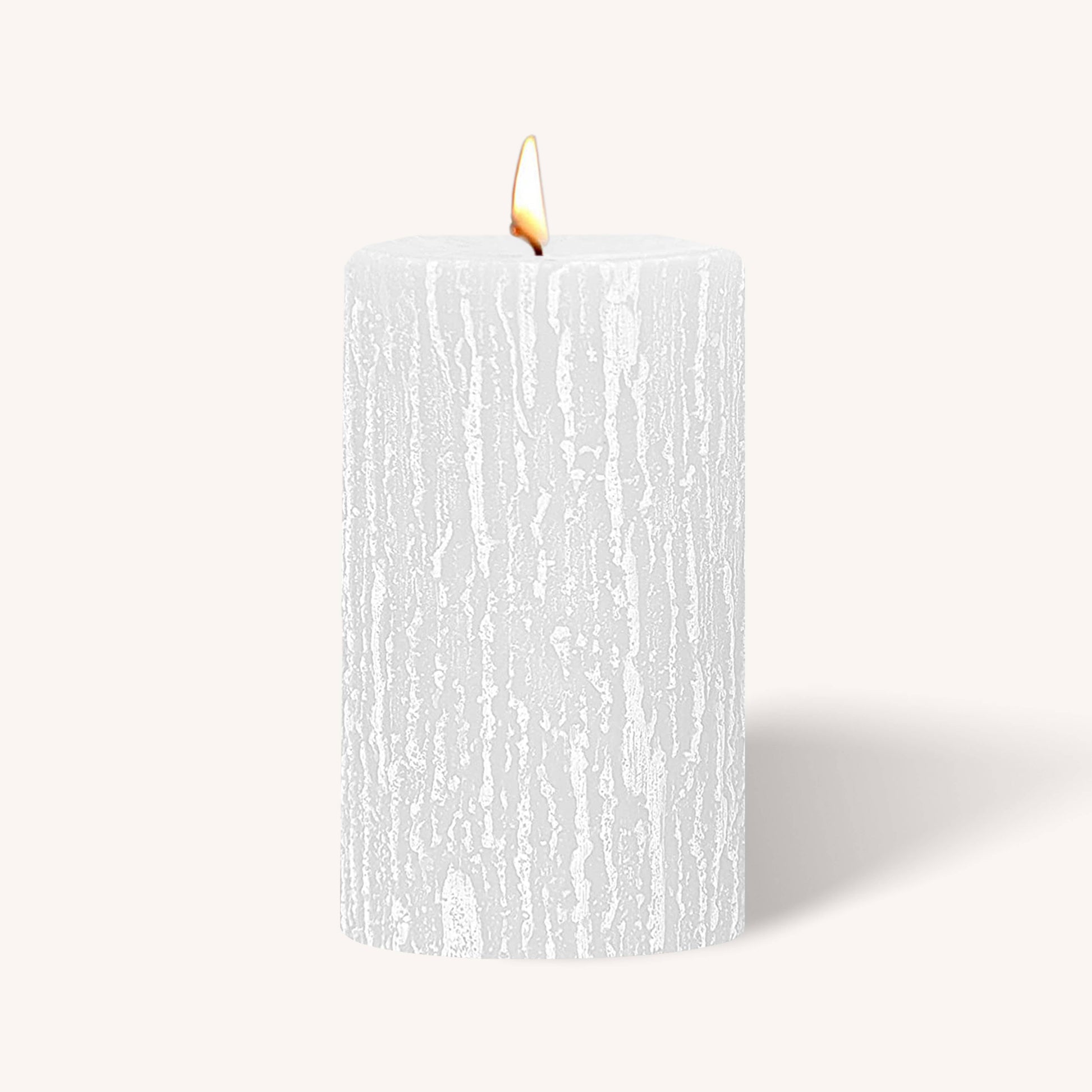 White rustic pillar candle, 3 inch by 5 inch, pack of 6