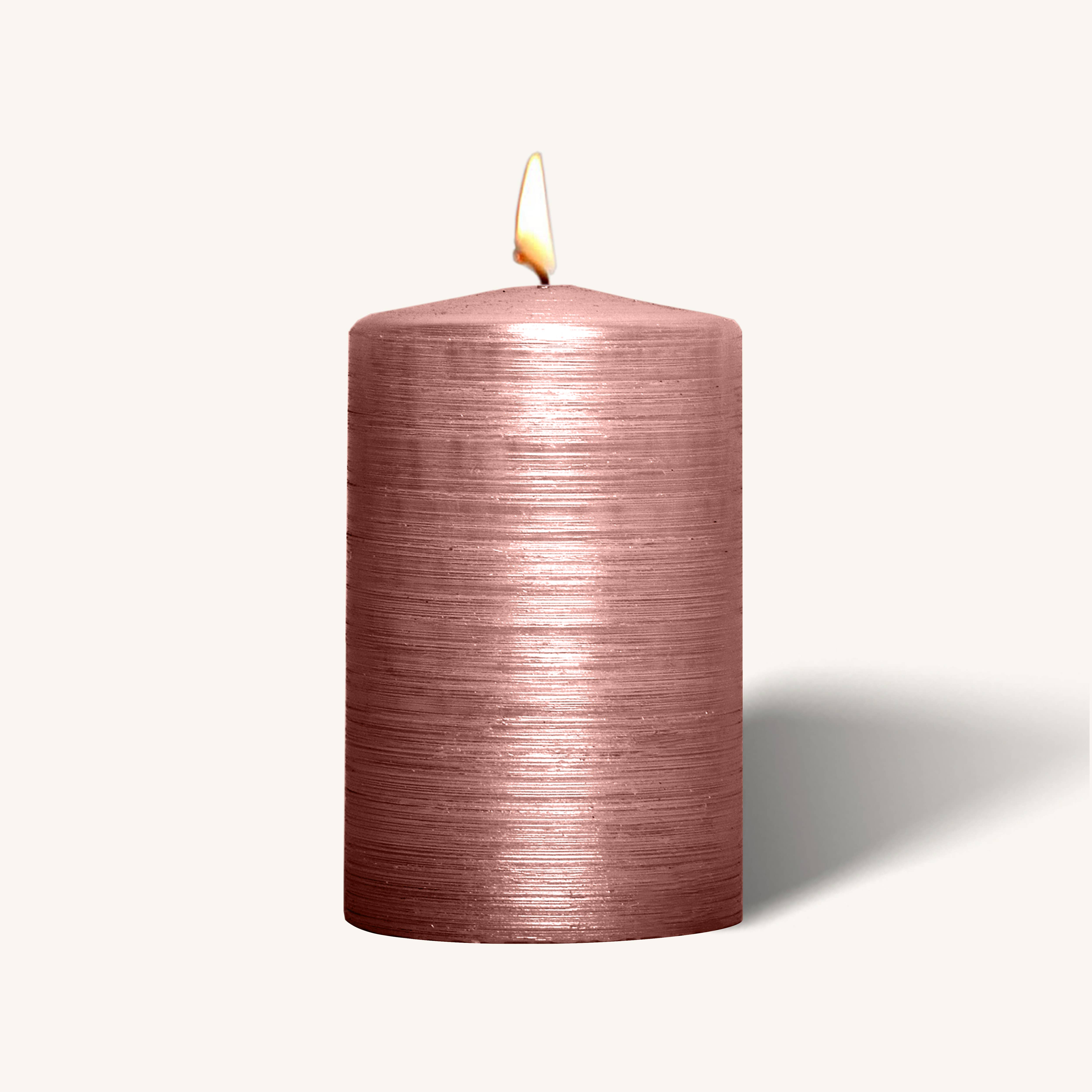 Brushed Metallic Pillar Candles - Rose - 2.5" x 4" - 6 Pack