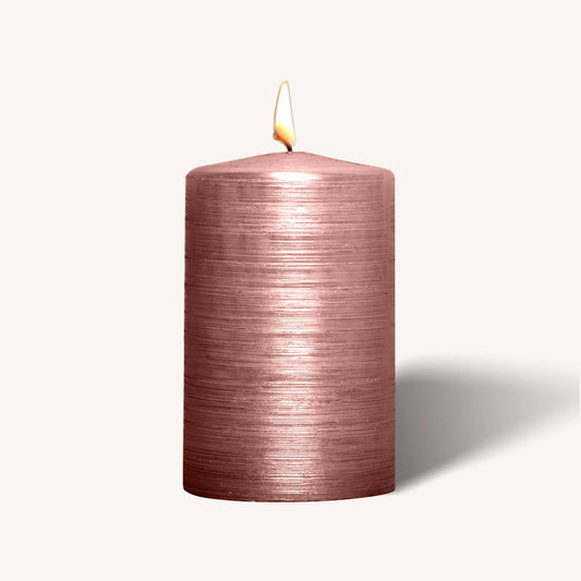 Brushed Metallic Pillar Candles - Rose - 2.5" x 4" - 6 Pack
