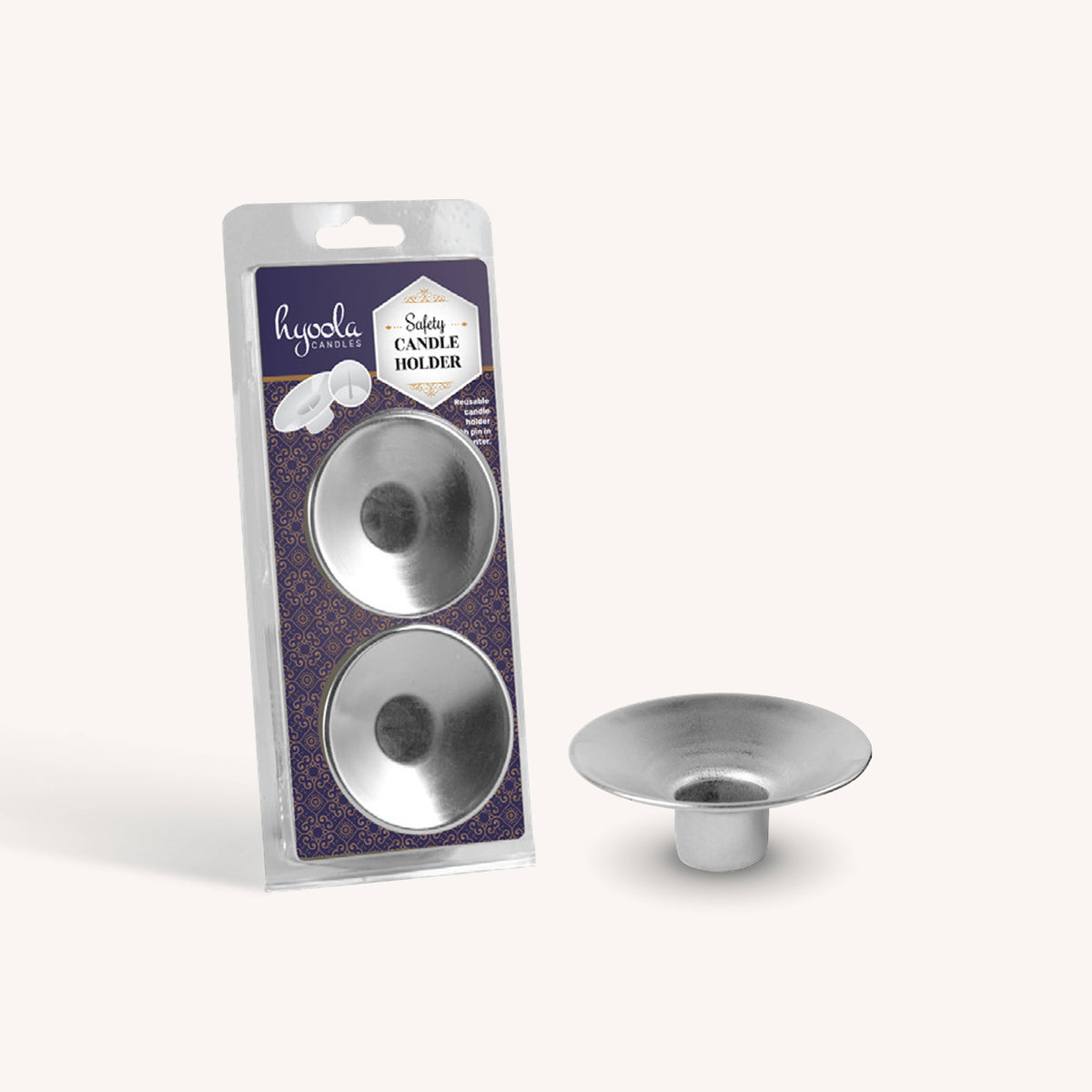 Silver safety candle holder, pack of 2