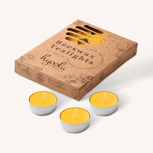 Yellow Beeswax Tealights in Aluminum Cup - 4 Hours - 12 Pack
