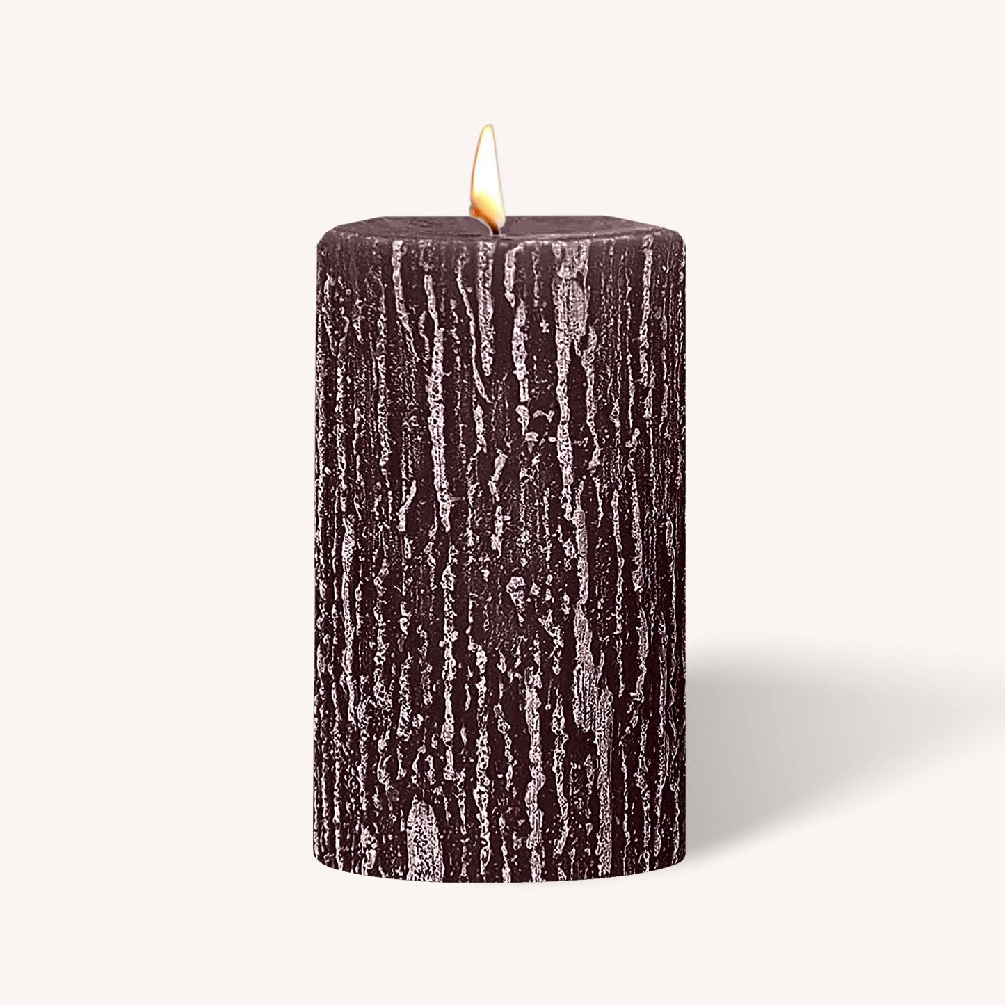 Purple rustic pillar candle, 3 inch by 5 inch, pack of 6