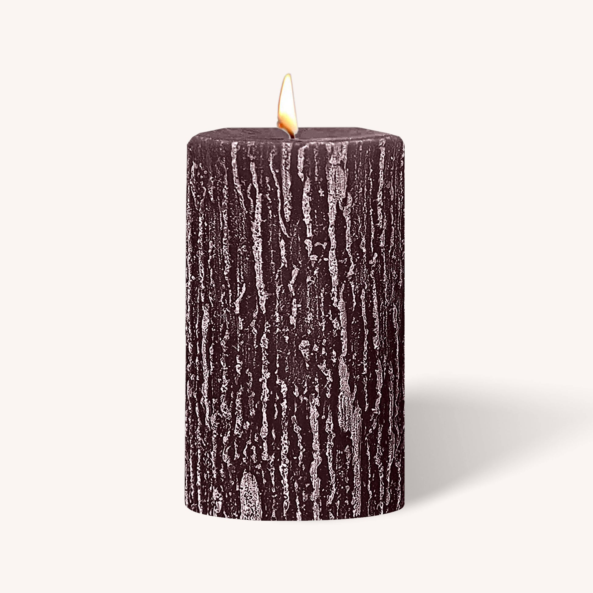 Purple rustic pillar candle, 3 inch by 5 inch, pack of 6