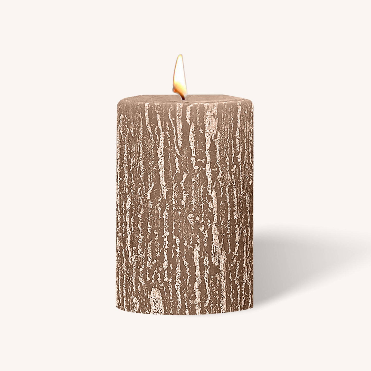 Sahara brown beige rustic pillar candle, 2.5 inch by 3 inch, pack of 6