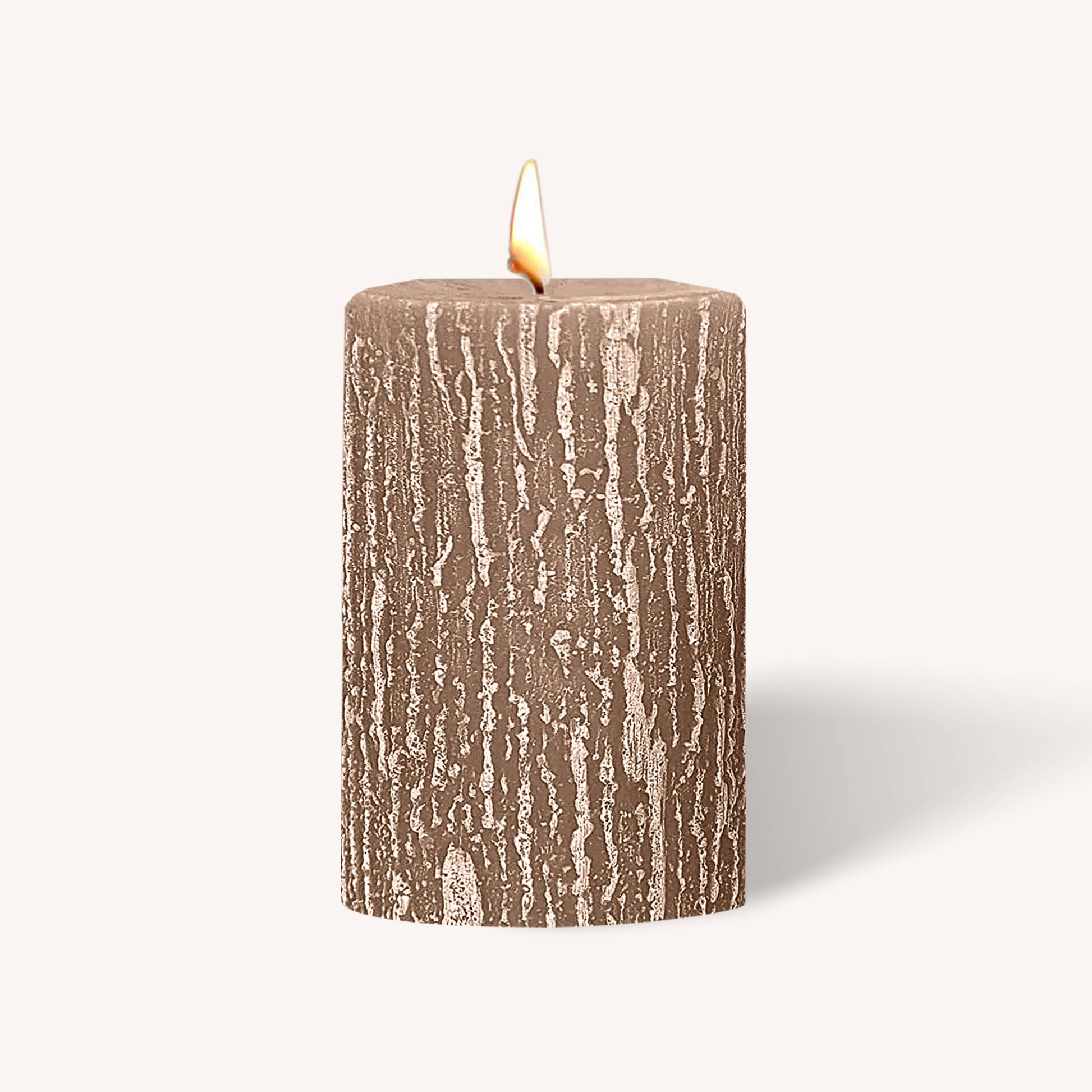Sahara brown beige rustic pillar candle, 2.5 inch by 3 inch, pack of 6